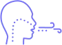 Breathing Outline of a person in purple color showing blowing air out.